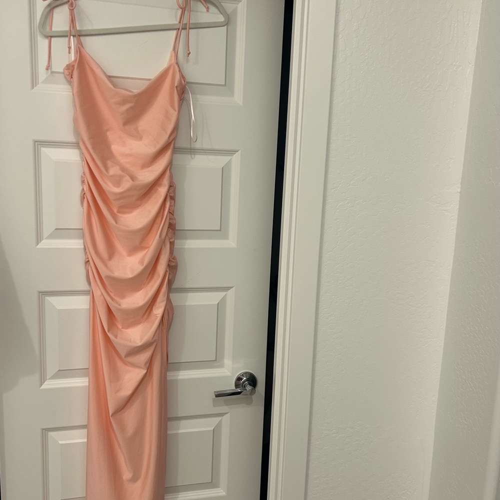 Elegant light bubble pink Ruched Dress
